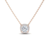 White Moissanite & Diamond Halo Necklace - Yvonne
