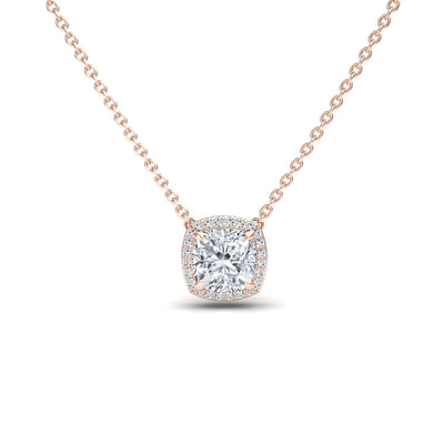White Moissanite & Diamond Halo Necklace