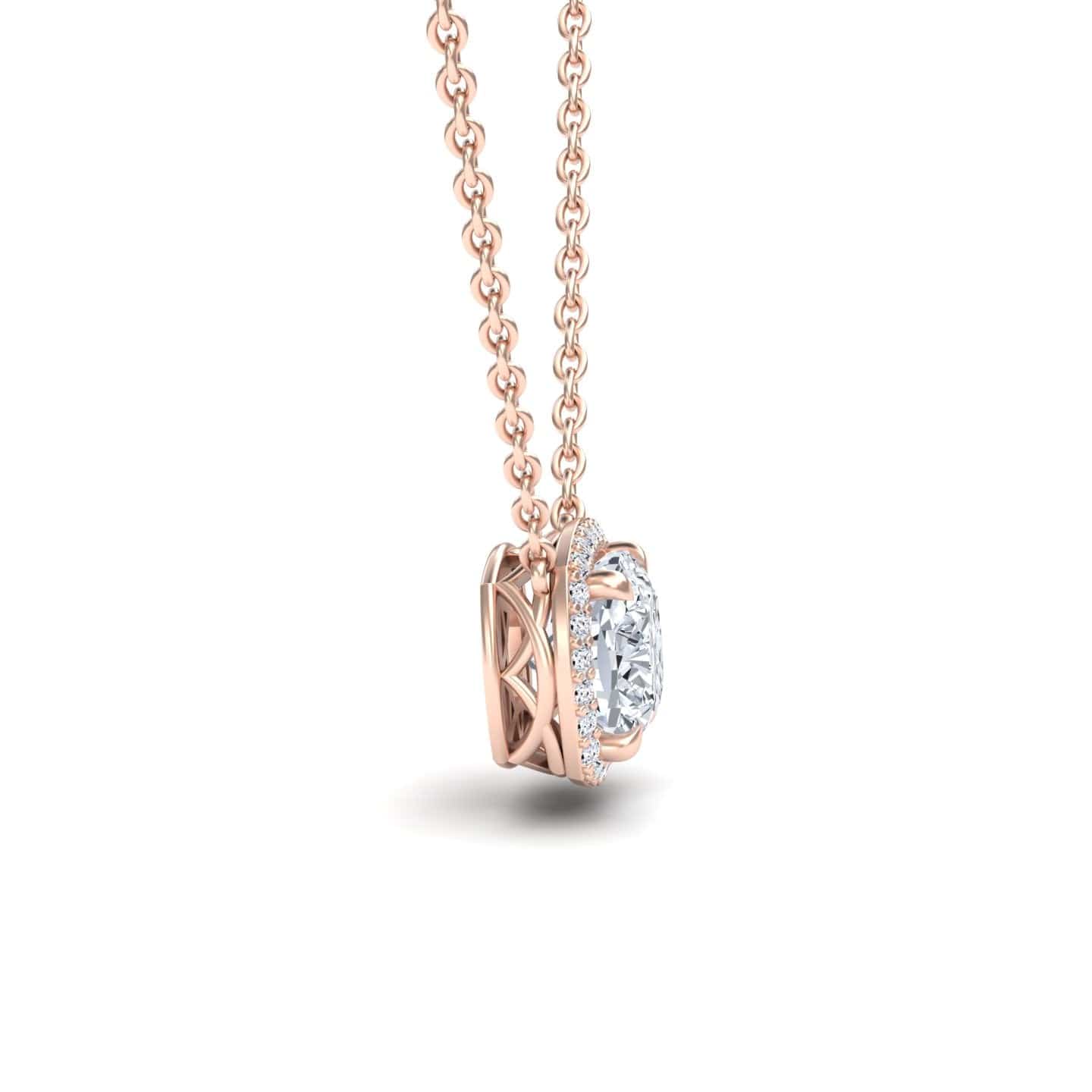 White Moissanite & Diamond Halo Necklace - Yvonne