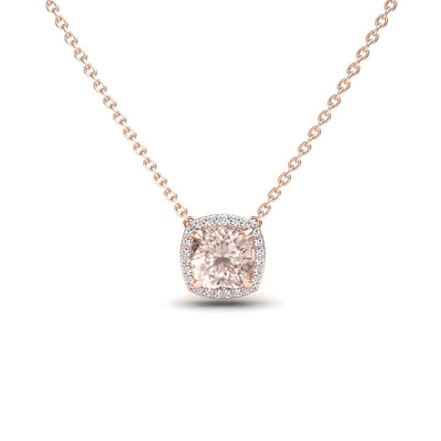 Morganite & Diamond Halo Necklace