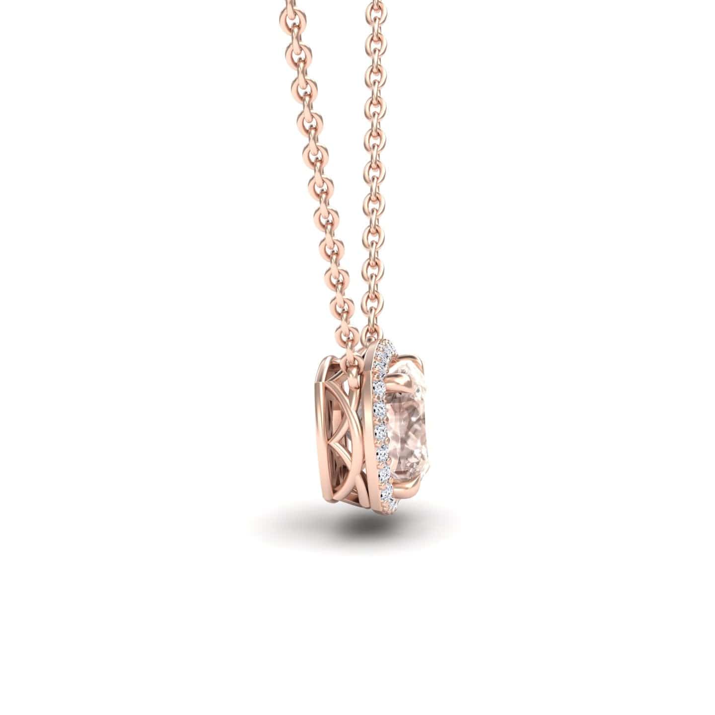 Morganite & Diamond Halo Necklace - Yvonne