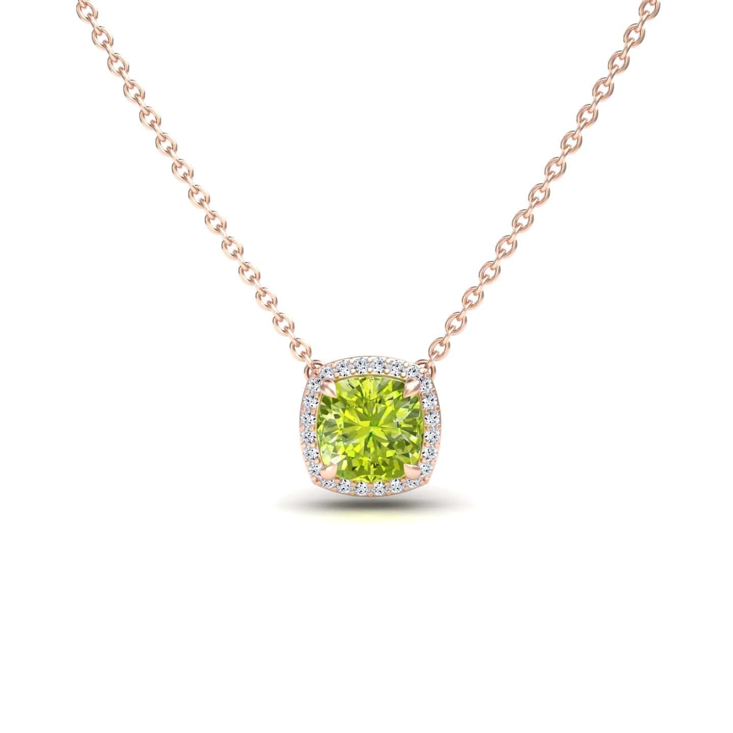 Peridot & Diamond Halo Necklace - Yvonne