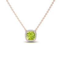 Peridot & Diamond Halo Necklace - Yvonne