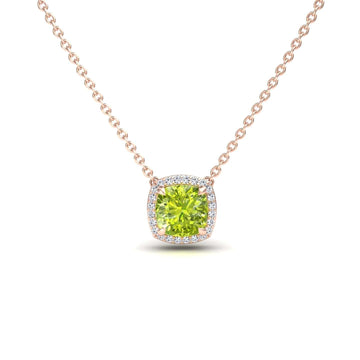 Peridot & Diamond Halo Necklace - Yvonne