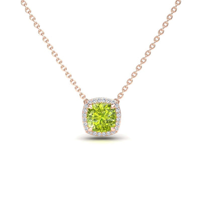 Peridot & Diamond Halo Necklace