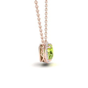 Peridot & Diamond Halo Necklace - Yvonne