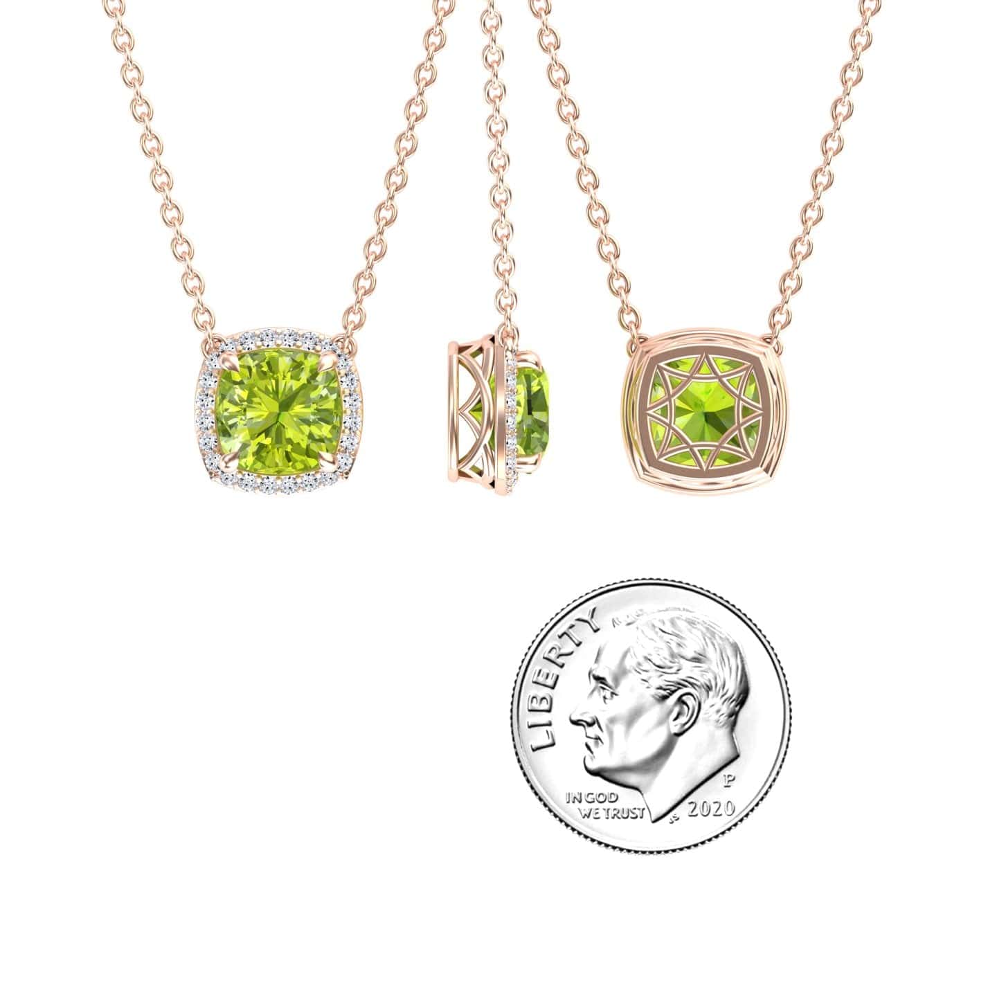 Peridot & Diamond Halo Necklace - Yvonne