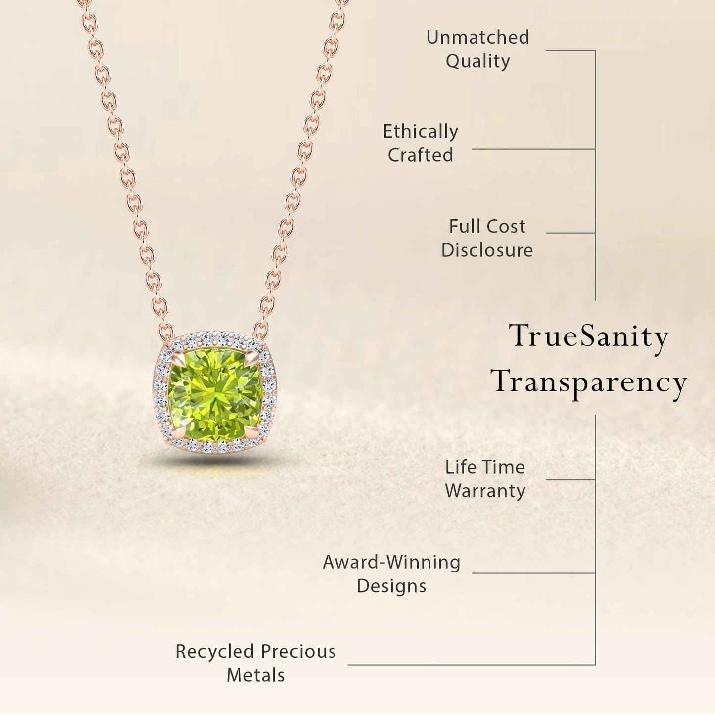 Peridot & Diamond Halo Necklace - Yvonne