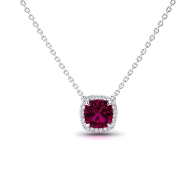 Rhodolite Garnet & Diamond Halo Necklace
