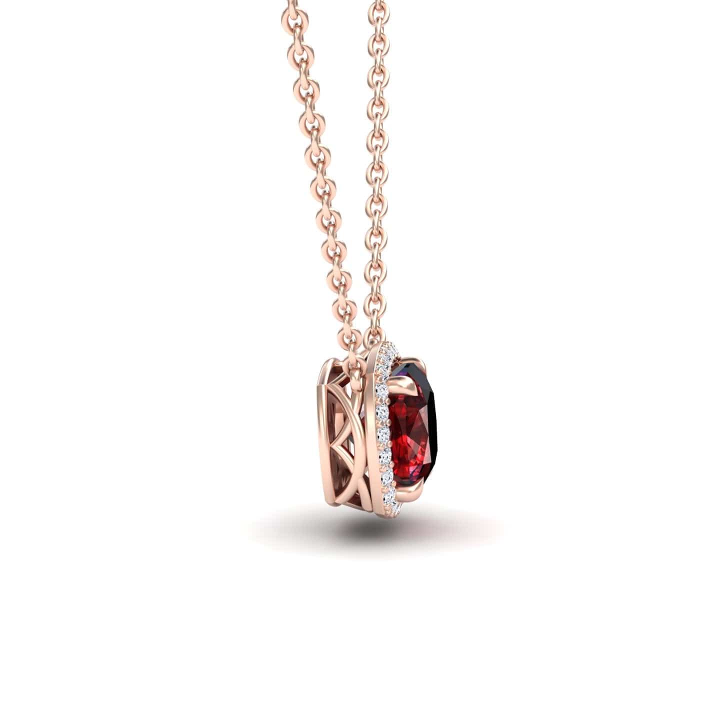 Lab Grown Ruby & Diamond Halo Necklace - Yvonne