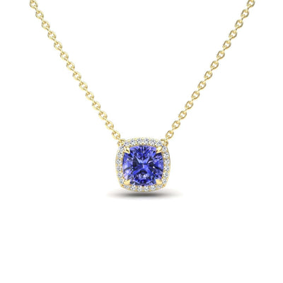 Tanzanite & Diamond Halo Necklace
