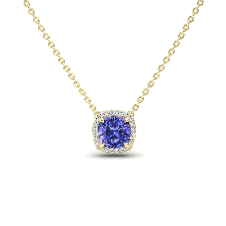 Tanzanite & Diamond Halo Necklace - Yvonne