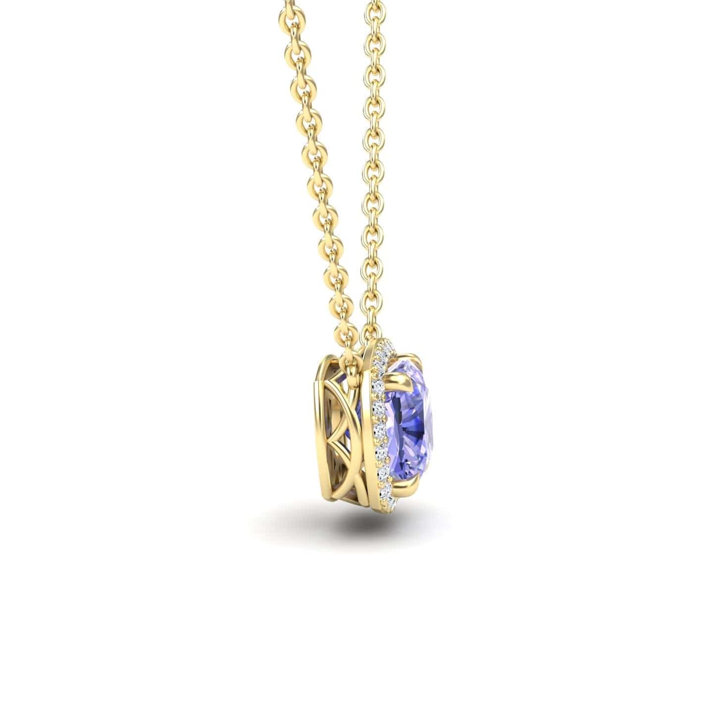 Tanzanite & Diamond Halo Necklace - Yvonne