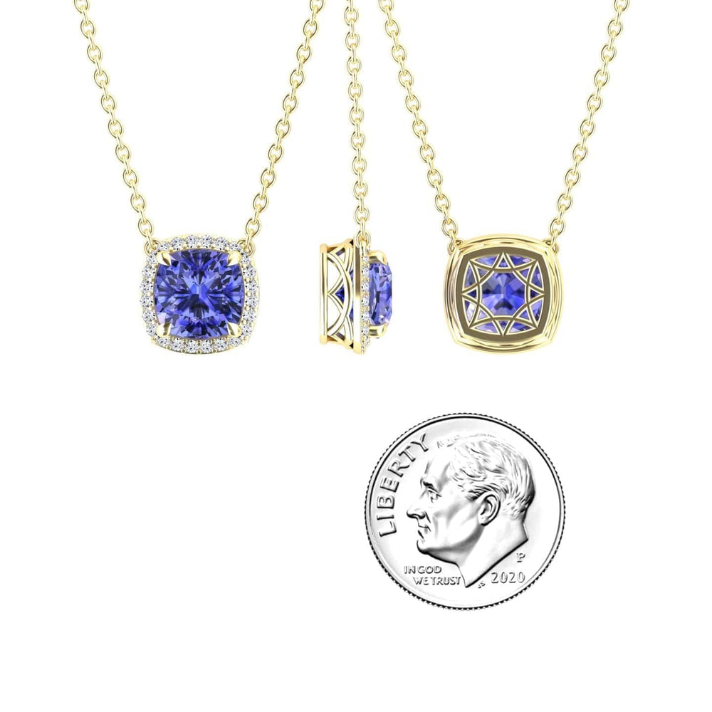 Tanzanite & Diamond Halo Necklace - Yvonne