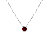 Lab Grown Ruby Bezel-Set Solitaire Necklace, 0.34 ct, 14K White Gold, front view
