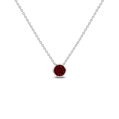 Lab Grown Ruby Exceptional Bezel-Set Solitaire Necklace
