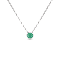 Emerald Bezel-Set Solitaire Necklace, 0.24 ct, 14K White Gold, front view