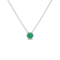 Emerald Bezel-Set Solitaire Necklace, 0.24 ct, 14K White Gold, front view