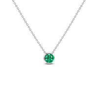 Emerald Bezel-Set Solitaire Necklace, 0.24 ct, 14K White Gold, front view