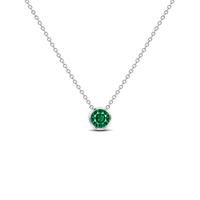 Emerald Bezel-Set Solitaire Necklace, 0.24 ct, 14K White Gold, front view