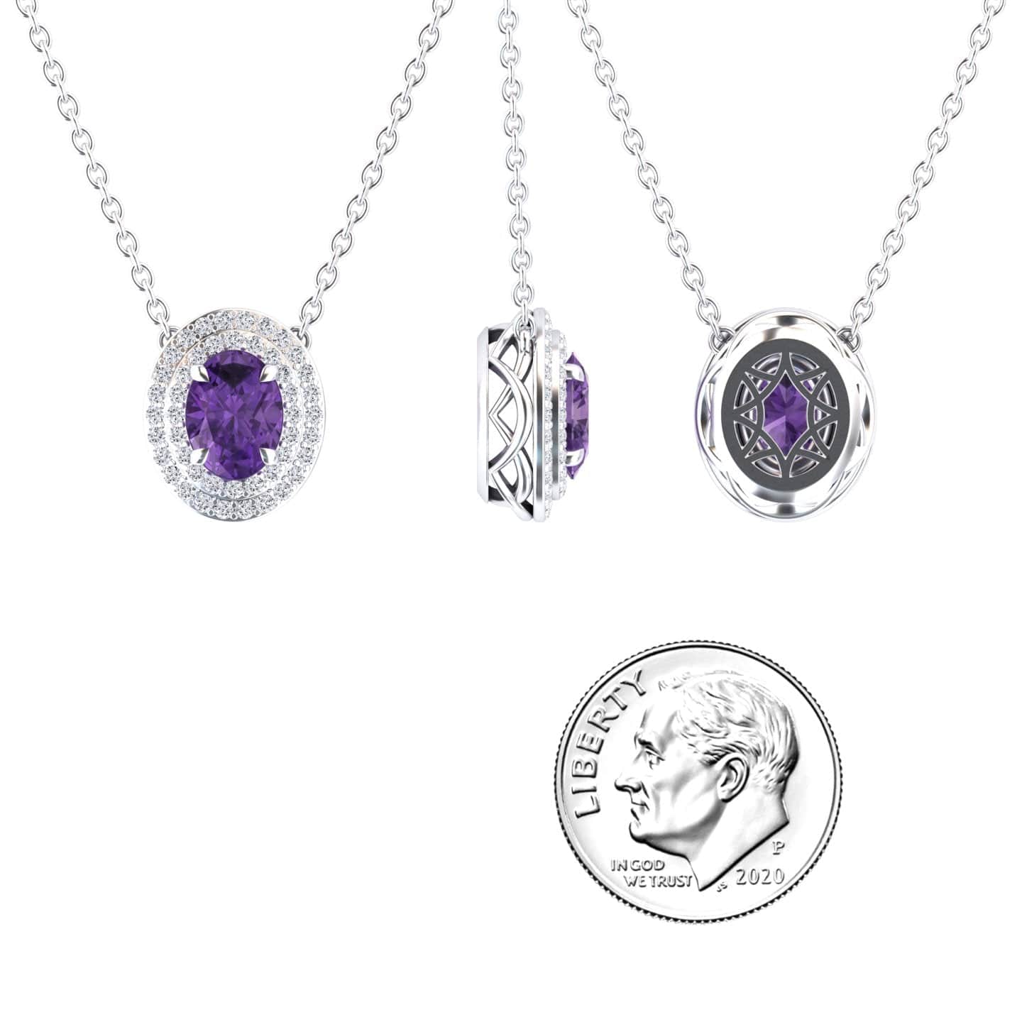 Amethyst & Diamond Double Halo Necklace - Abril