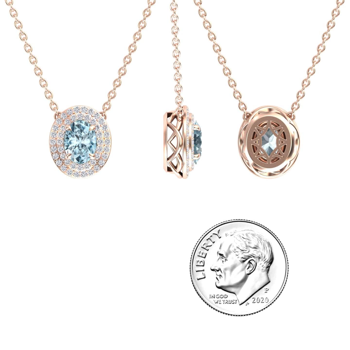 Aquamarine & Diamond Double Halo Necklace - Abril