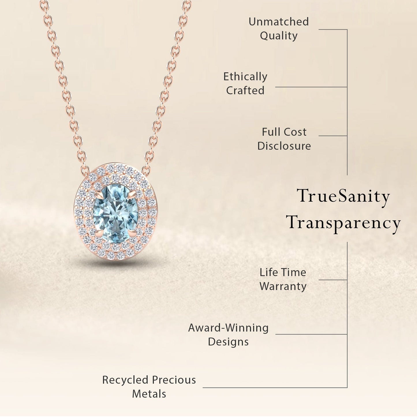 Aquamarine & Diamond Double Halo Necklace - Abril
