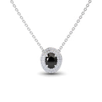 Black & White Diamond Double Halo Necklace - Abril