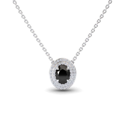 Black & White Diamond Double Halo Necklace