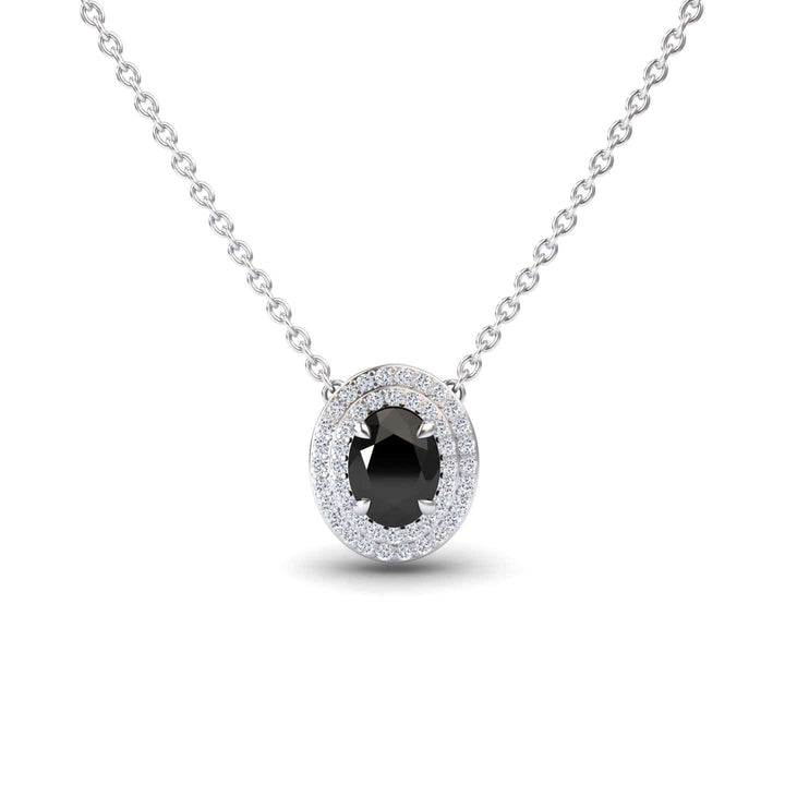 Black & White Diamond Double Halo Necklace - Abril
