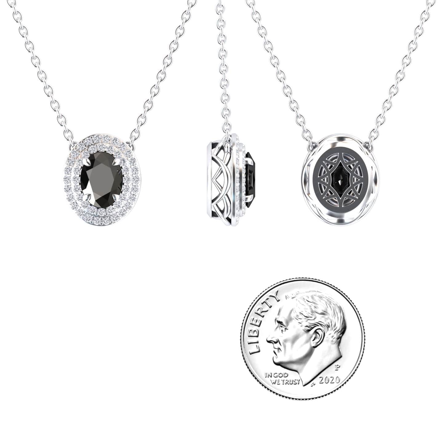 Black & White Diamond Double Halo Necklace - Abril