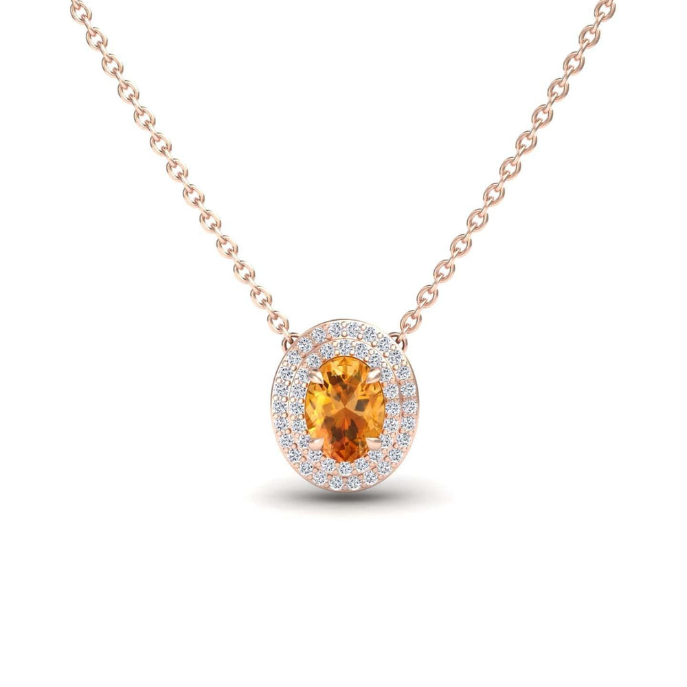 Citrine & Diamond Double Halo Necklace - Abril