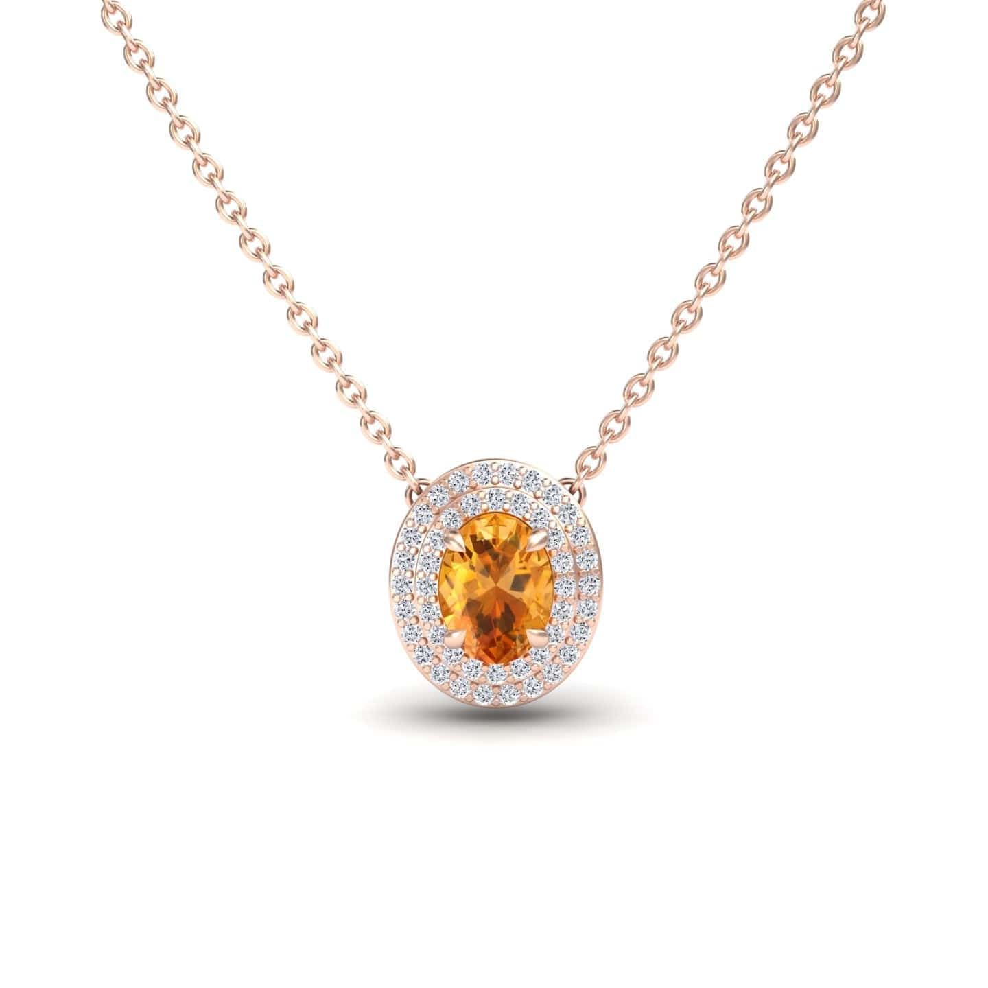 Citrine & Diamond Double Halo Necklace - Abril