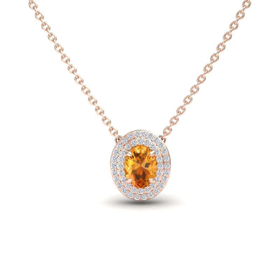 Citrine & Diamond Double Halo Necklace