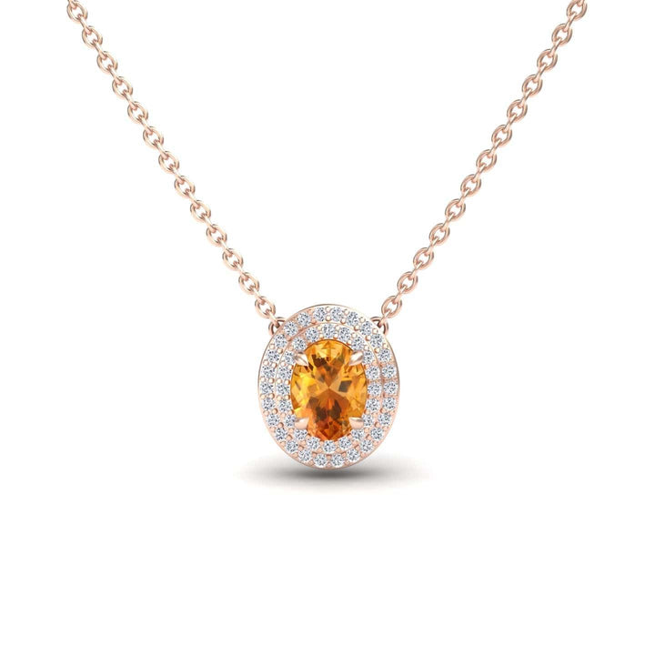 Citrine & Diamond Double Halo Necklace - Abril