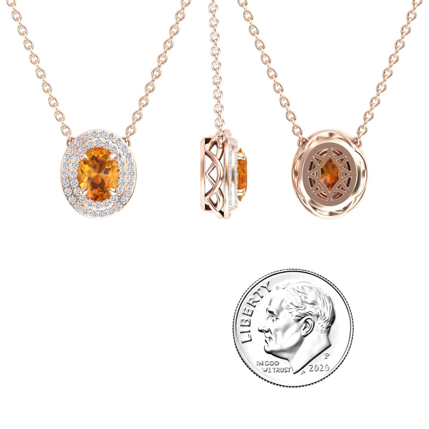 Citrine & Diamond Double Halo Necklace - Abril