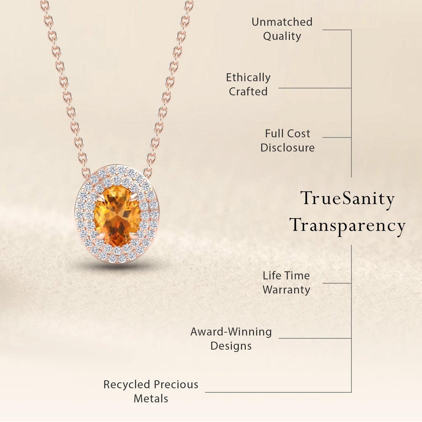 Citrine & Diamond Double Halo Necklace - Abril