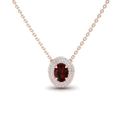 Garnet & Diamond Double Halo Necklace
