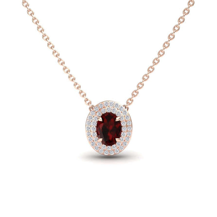 Garnet & Diamond Double Halo Necklace - Abril
