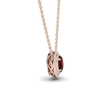 Garnet & Diamond Double Halo Necklace - Abril
