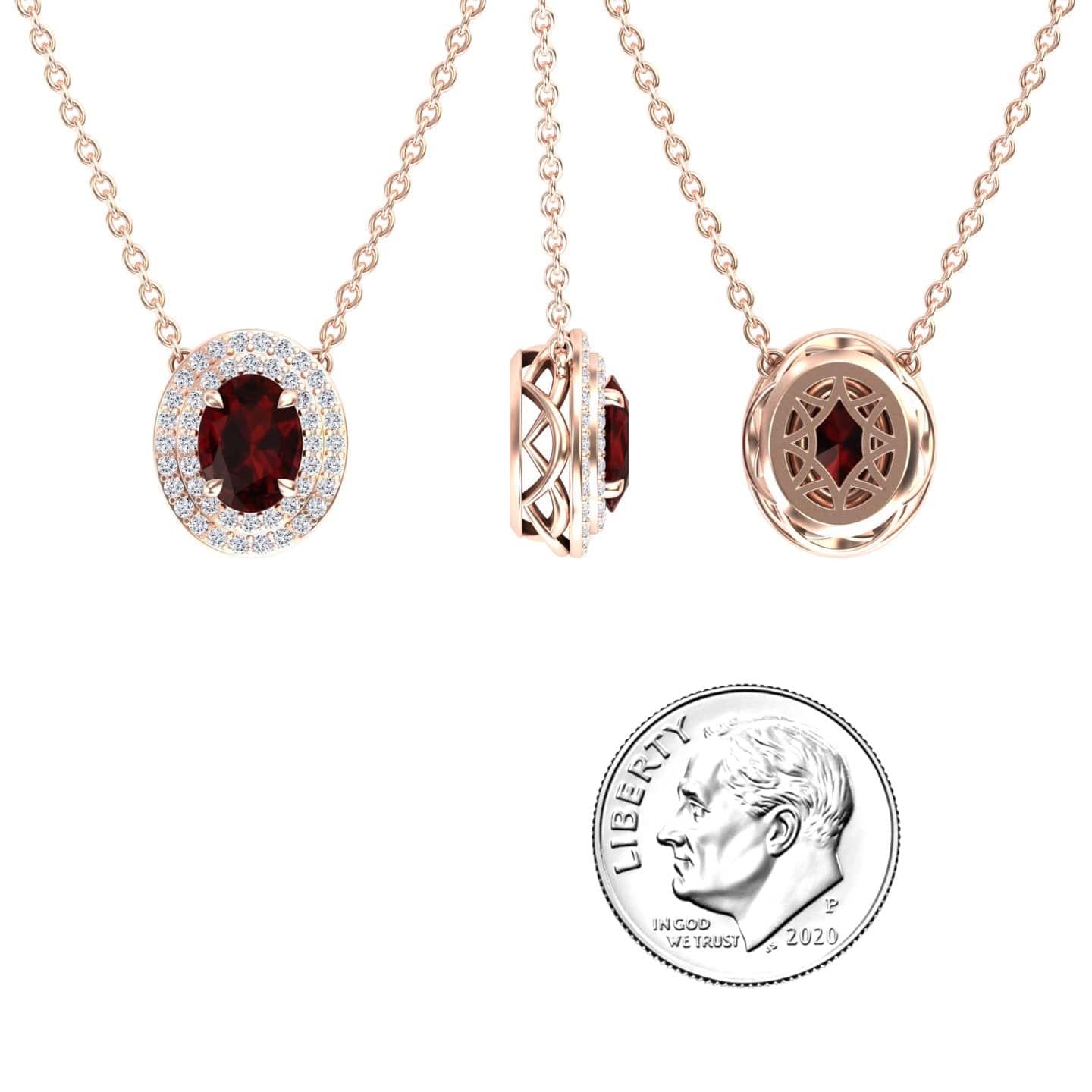 Garnet & Diamond Double Halo Necklace - Abril