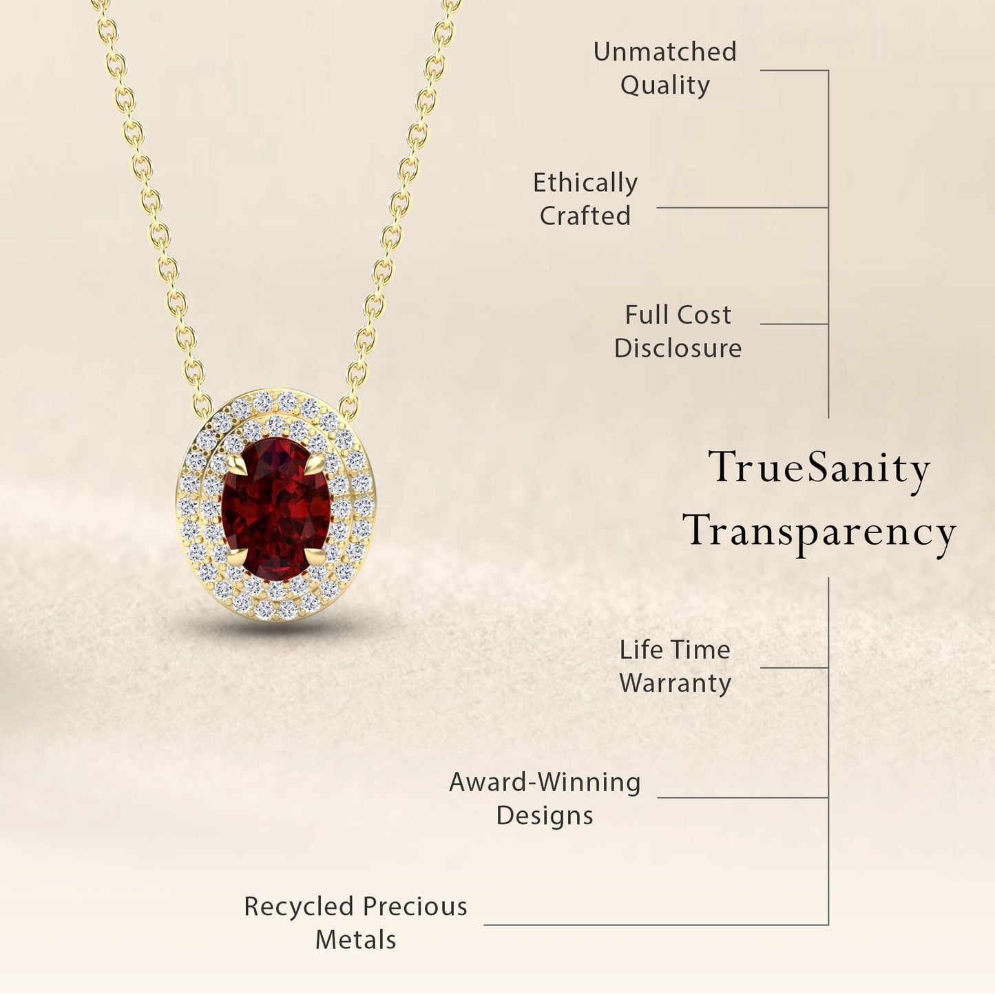 Garnet & Diamond Double Halo Necklace - Abril