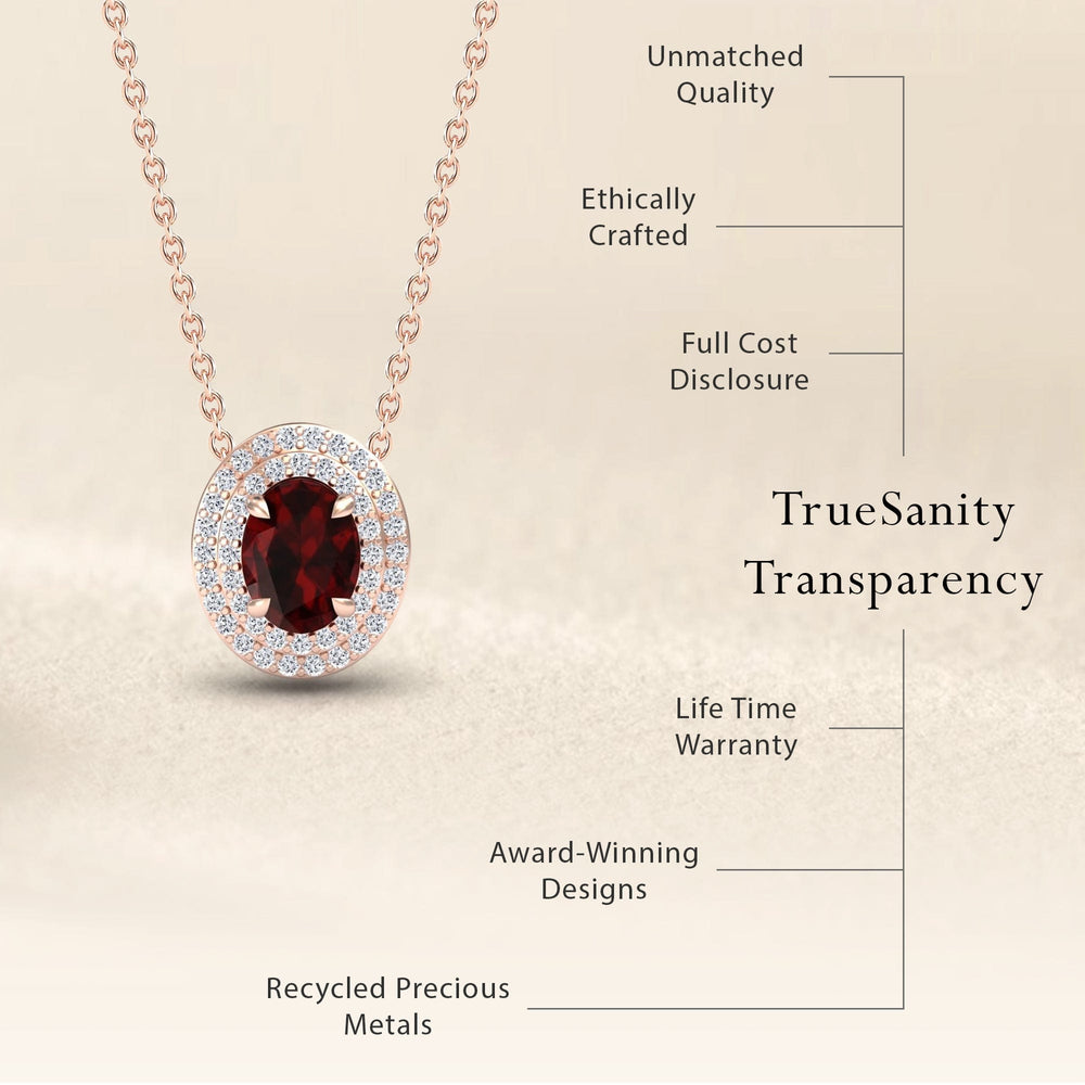 Lab Grown Ruby & Diamond Double Halo Necklace - Abril