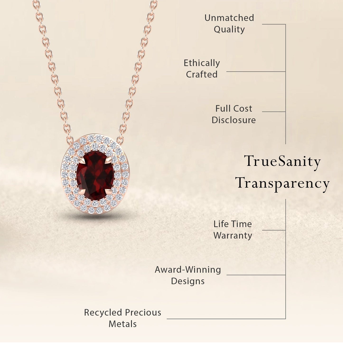 Lab Grown Ruby & Diamond Double Halo Necklace - Abril