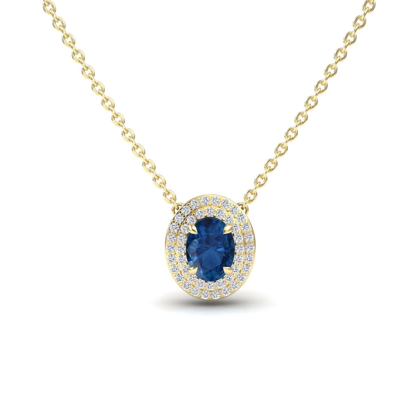 London Blue Topaz & Diamond Double Halo Necklace - Abril