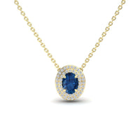 London Blue Topaz & Diamond Double Halo Necklace - Abril