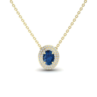 London Blue Topaz & Diamond Double Halo Necklace