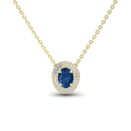 London Blue Topaz & Diamond Double Halo Necklace - Abril