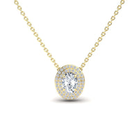 Lab Grown White Diamond Double Halo Necklace - Abril