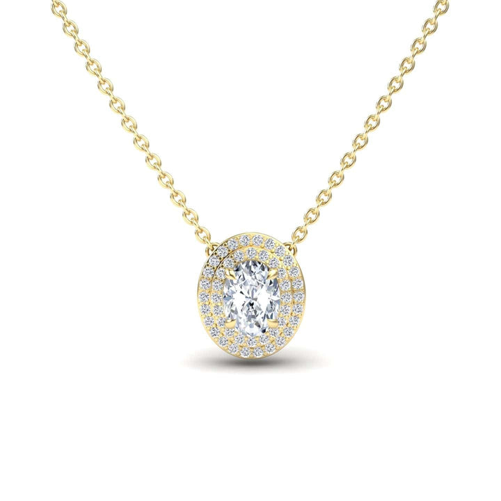 Lab Grown White Diamond Double Halo Necklace - Abril
